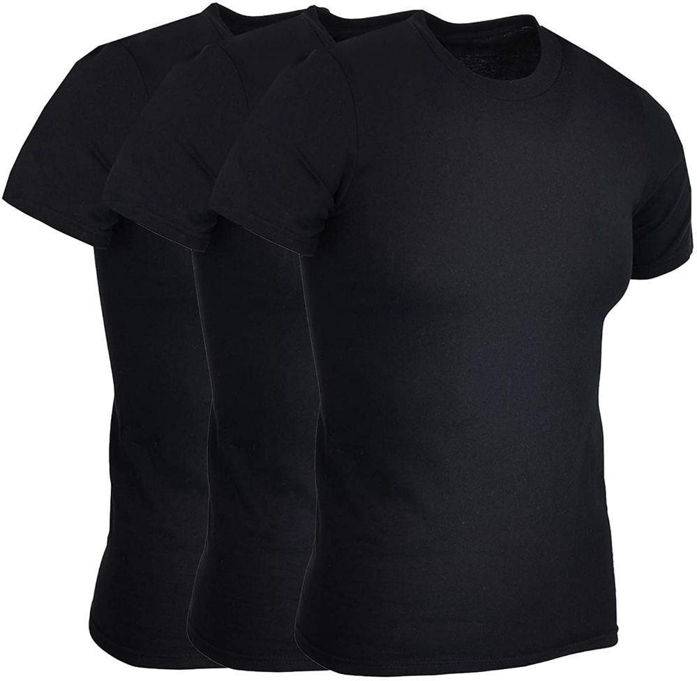 3 Pack Mens Cotton Crew Neck Short Sleeve T-Shirts Black, 3XL - at ...